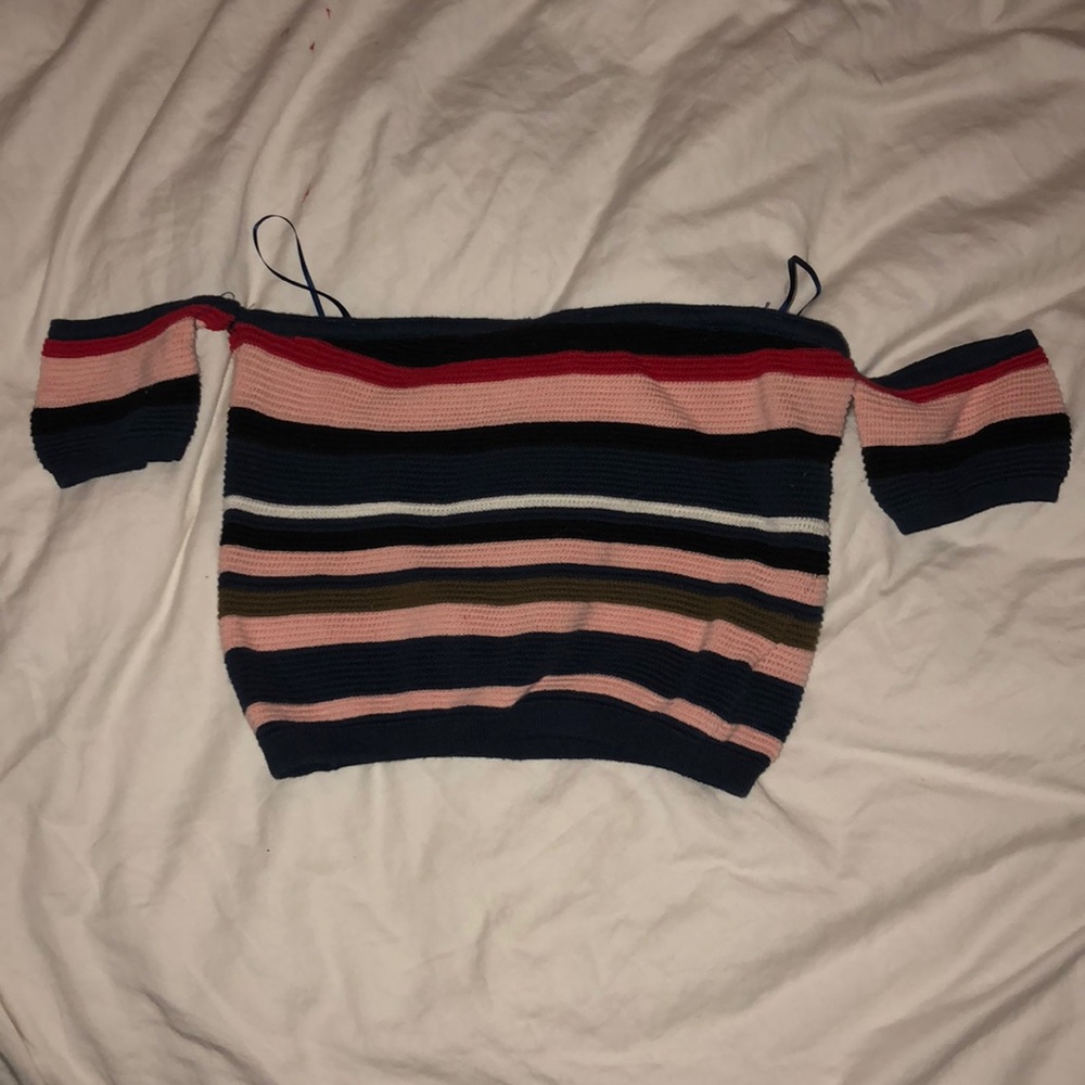 striped off the shoulder top